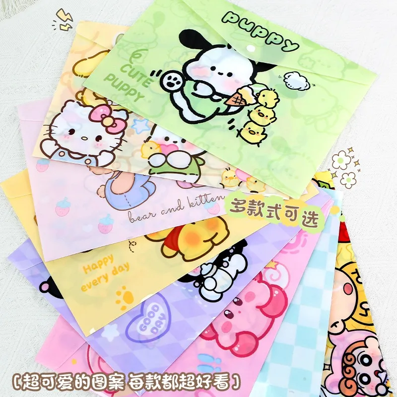 A4 Button File Bag Waterproof Cartoon Paper Storage Bag School Office Supplies Pen Box Storage paper storage bag