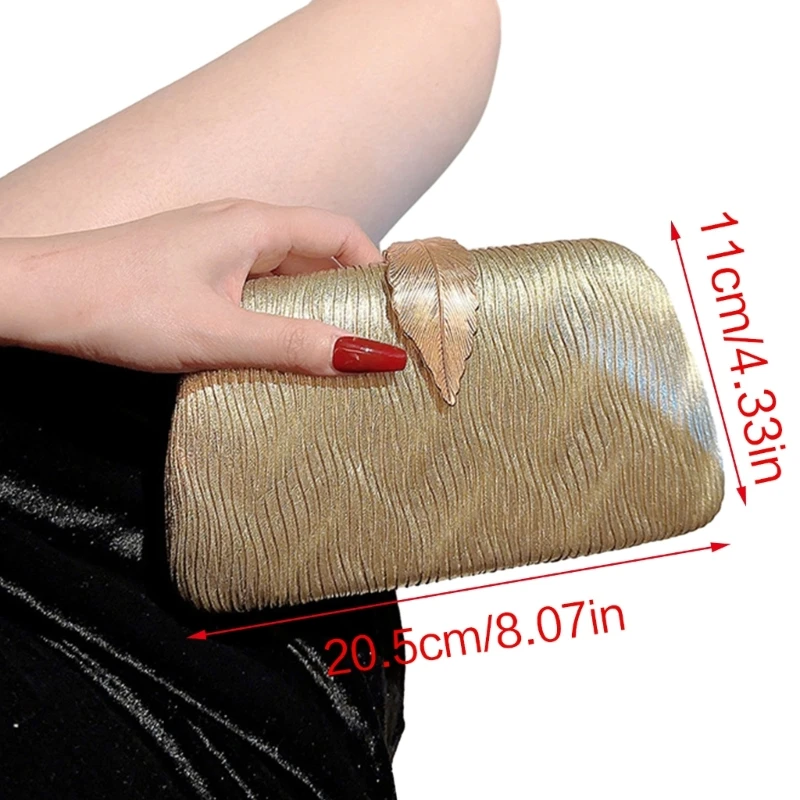 Leaf Buckle Handbag for Women Versatile Crossbody Bag Chain Bag Evening Bag E74B