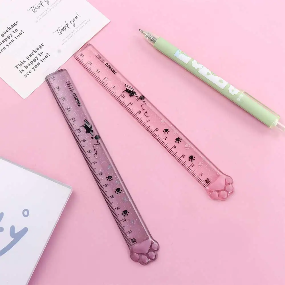 

Kawaii Portable 15cm Office School Supplies Plastic Stationery Straight Ruler Measuring Ruler Cats Claw Ruler Scale Ruler