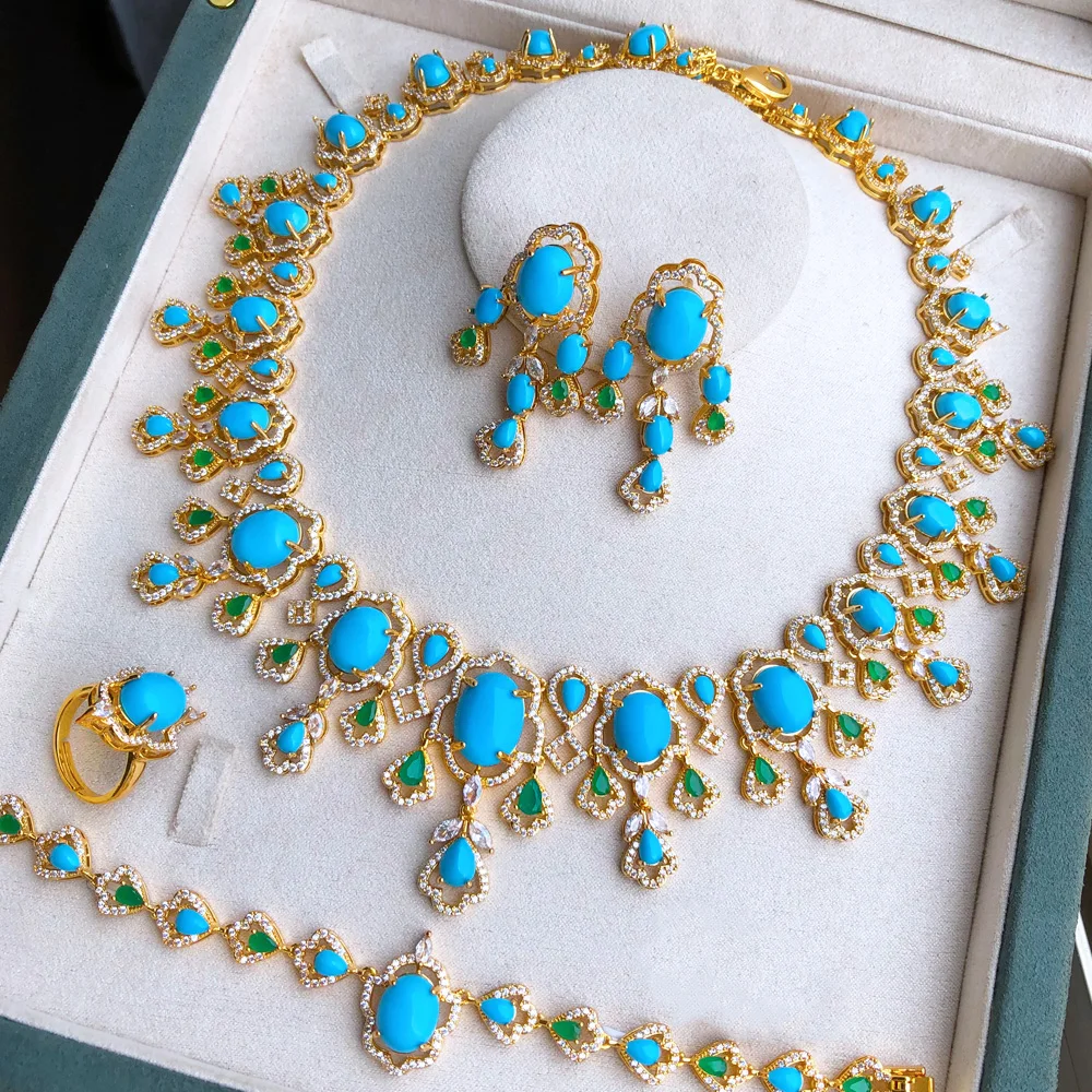 Missvikki New Luxury 4PCS Bright colors Necklace Bangle Earrings