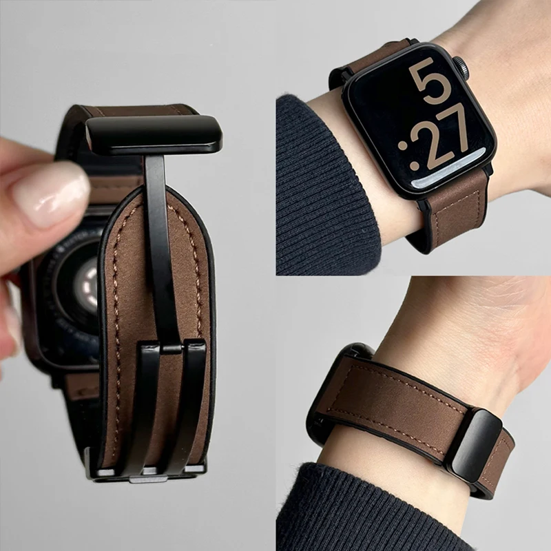 Luxury Hybrid Leather and Silicone Magnetic Bracelet