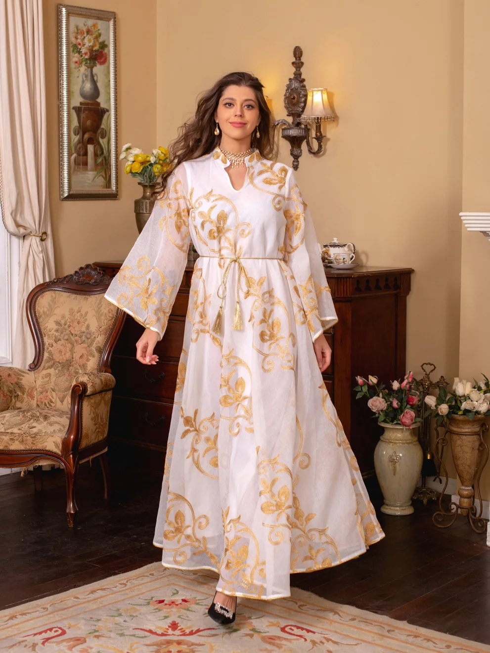 Eid Ramadan Muslim Abaya Women Party Dress Embroidery Stand Collar Prayer Morocco Abayas Gowns Dubai Arabic Robe Vestidos 2023