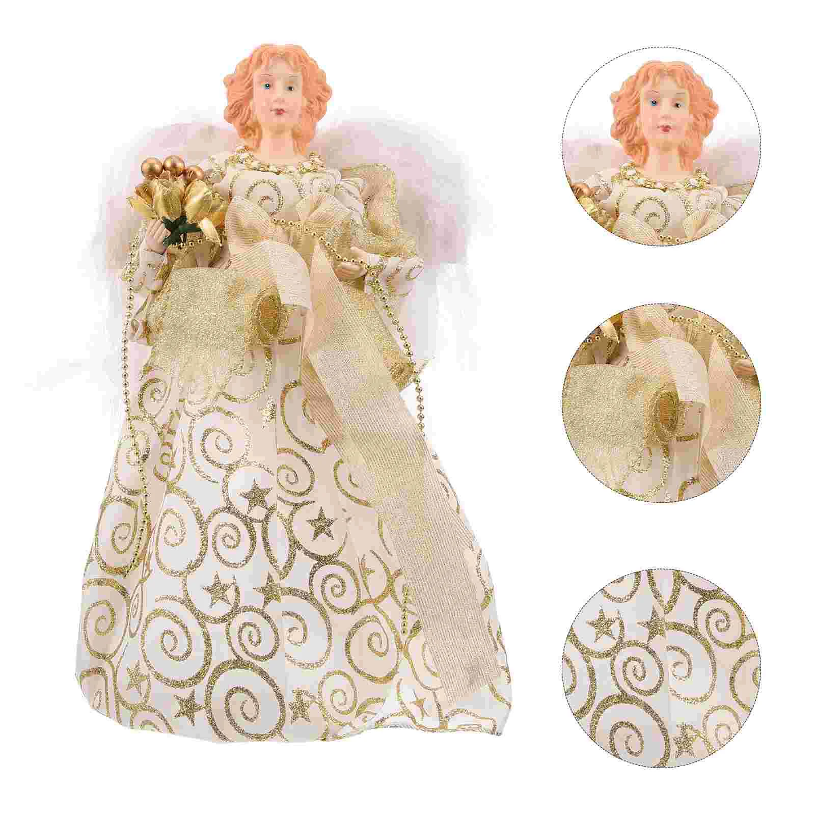 

Christmas Tree Top Gold Angel Figurine Plush Angel Doll Statue Christmas Tree Topper New Year Party Decoration