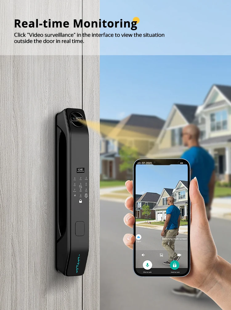 Facial Recognition Video call Automatic Door Lock TUYA Front Door Fingerprint Sm