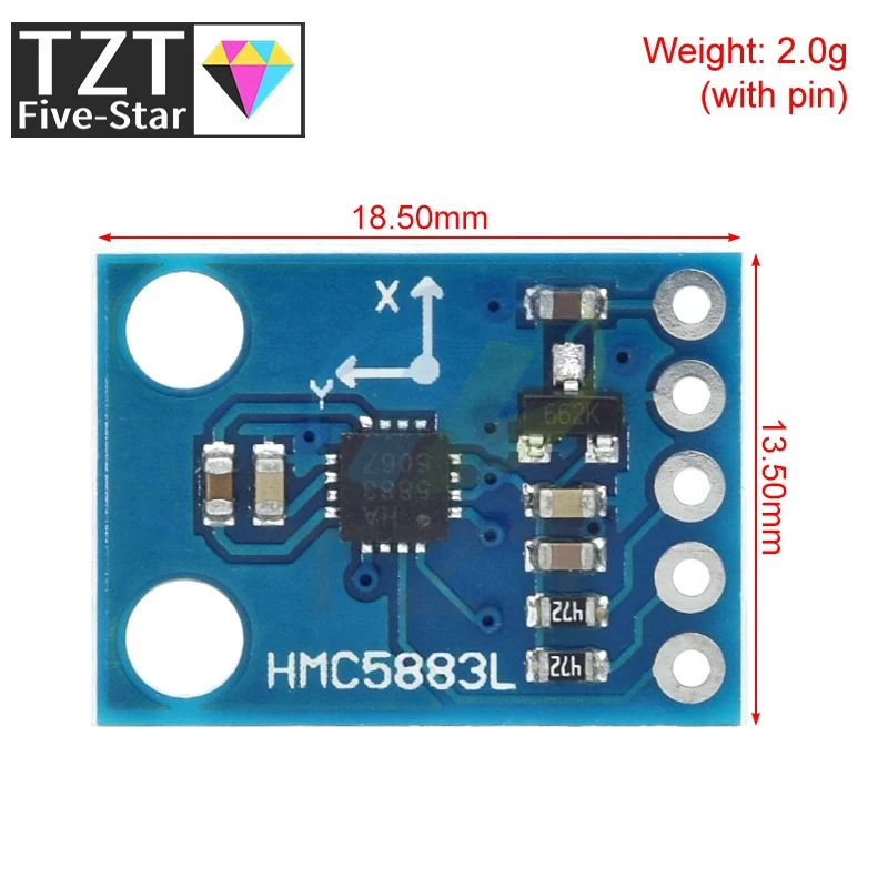 Enhanced Three-Axis Magnetic Field Sensor Module, 3V-5V Input