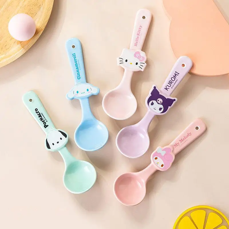 

Новинка Sanrio Kawaii Hello Kitty ложка Kuromi My Melody Cinnamoroll почтовый мультфильм милые детские бытовые керамические ложки для риса