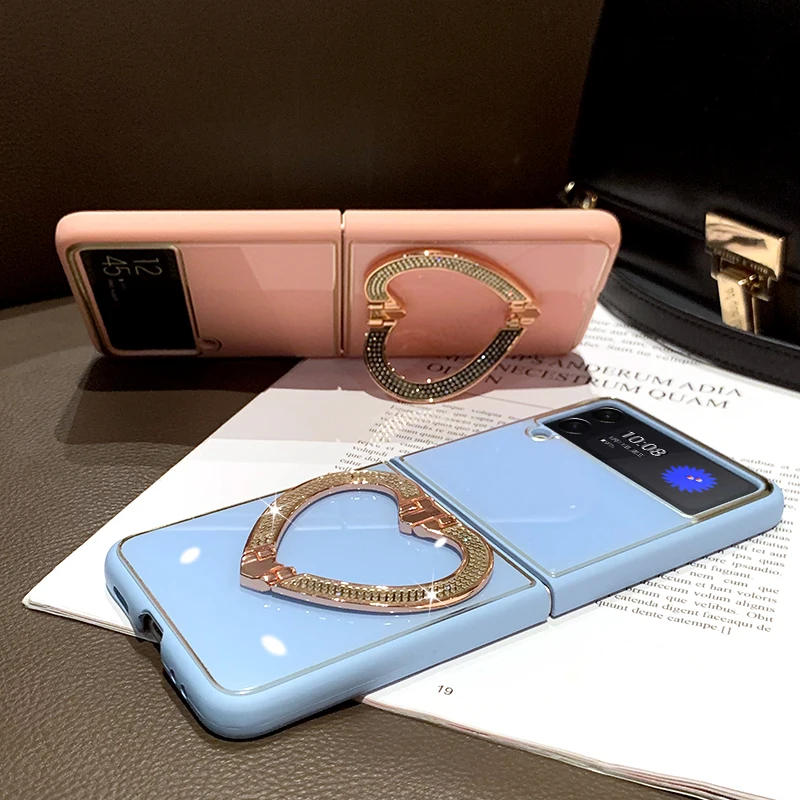 

Чехол-книжка KISSCASE для Samsung Galaxy Z Flip3, складной акриловый чехол-книжка с кольцом-держателем и надписью Love, с кристаллами
