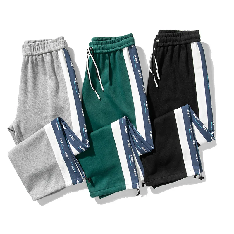 

American Retro Spliced Casual Sports Pants Large Size Men's Baggy Straight Leg Loose Wide Leg Pants Fashionable Leg Pants 8xl