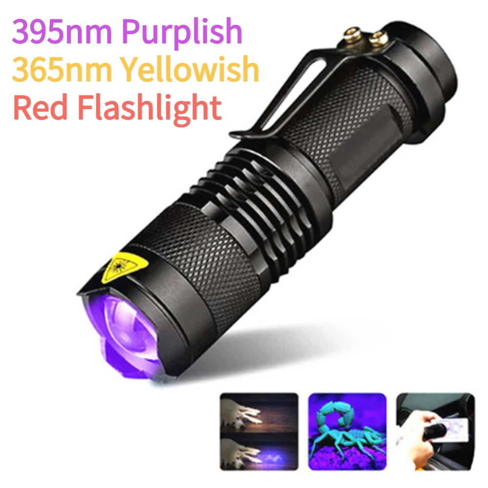 UV Flashlight Ultraviolet Light Zoom Rechargeable Flashlight 395/365nm Inspection Lamp Torch Banknote Pet Urine Stains Detector uv flashlight,portable flashlight