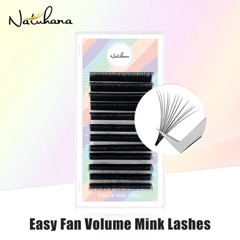NATUHANA-쉬운 팬 빠른 패닝 볼륨 속눈썹 Autofans 가짜 속눈썹 연장, 메이크업 도구용 가짜 밍크 속눈썹