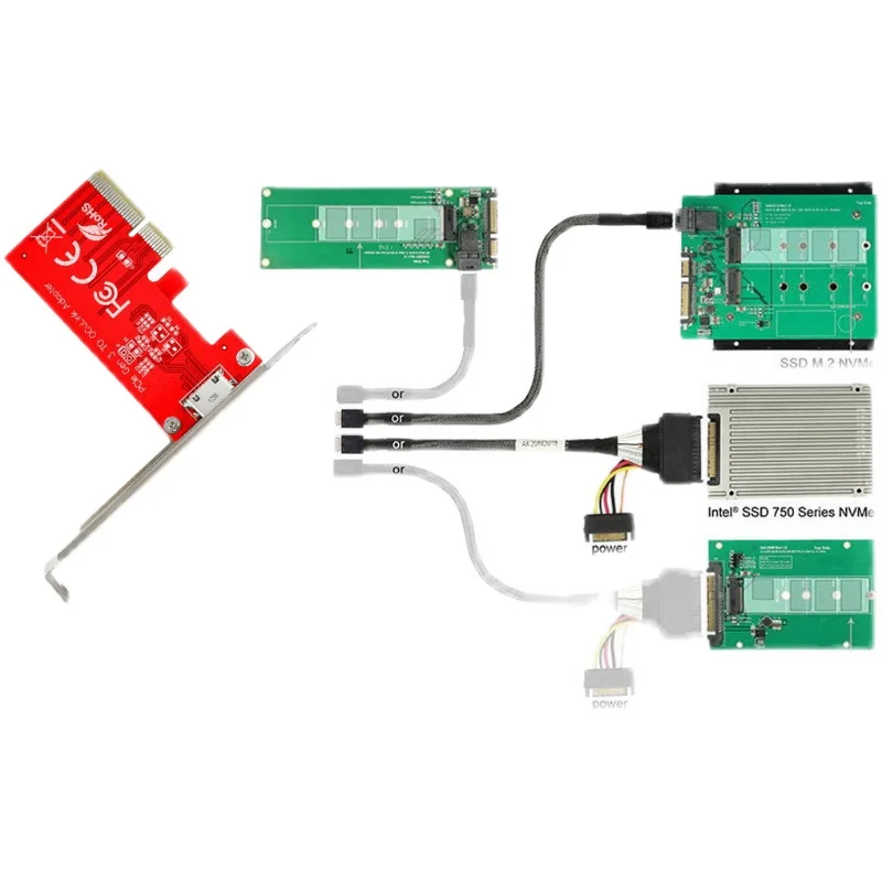 Pci-e 3.0 Express 4.0 x4 para Oculink Sff8612 Externo Sff9611 Adaptador Host para Pcie Ssd com Suporte - Imagem 2