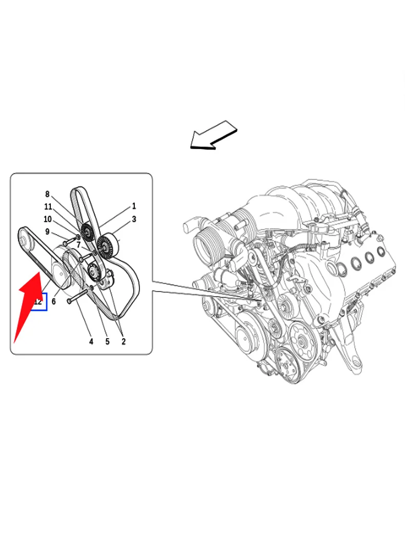 Water Pump Control Belt, Generator Belt For Maserati Quattroporte M139 GranTurismo M145 GRANCABRIO M146-214271