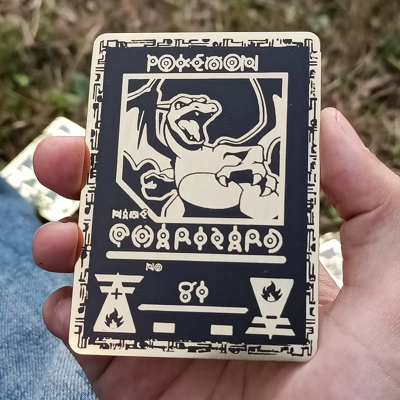 Pokemon Black Metal Card Mewtwo Pikachu Energy Card Charizard Rayquaza Rare Game Collection Battle Trainer Iron Card Kid Gift