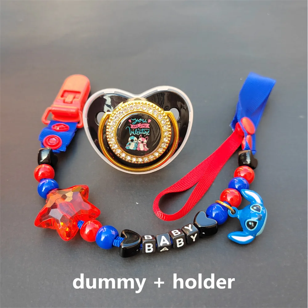 Disney Stitch พิมพ์ Soother กับ Dummy ผู้ถือเด็กชายและเด็กหญิง Pacifier