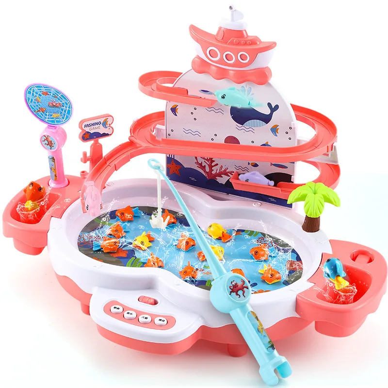 

Children Boy Girl Fishing Toy Set Music Lighting Magnetic Electric Circulation Fishing Duck Fishing Platform Play Water Baby Toy