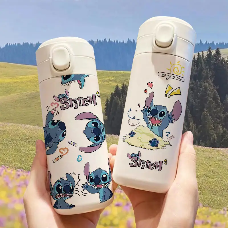 

Disney Stitch Cartoon 350ML 450ML Large Capacity Children's Water Cup 304 Stainless Steel Portable Anti-fall Kawaii Thermos Cup