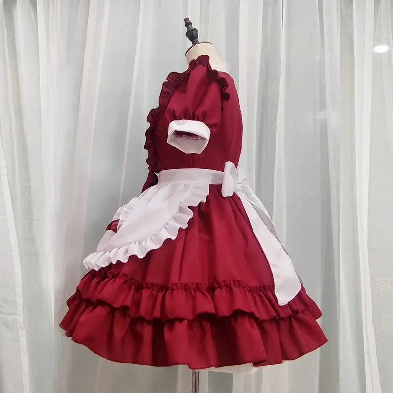 Maid Outfit Pure Desire Student Large Size Daily Cos Lolita Skirt Maid Suit Wine Red Performance Costume