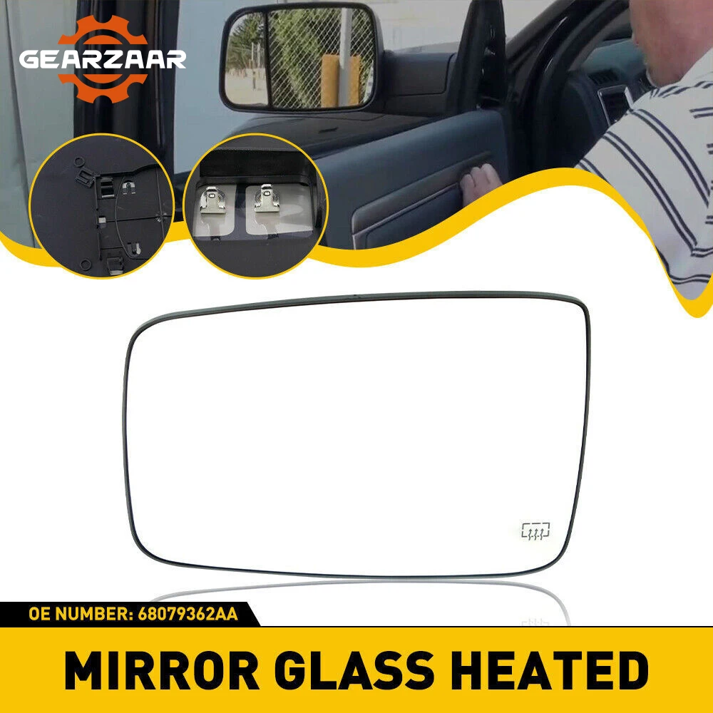 

Car Power Heated Rearview Mirror Glass Clear Rear View Wing For Dodge RAM 1500 2500 2009-2019 68079363AA Driver Side Left Door