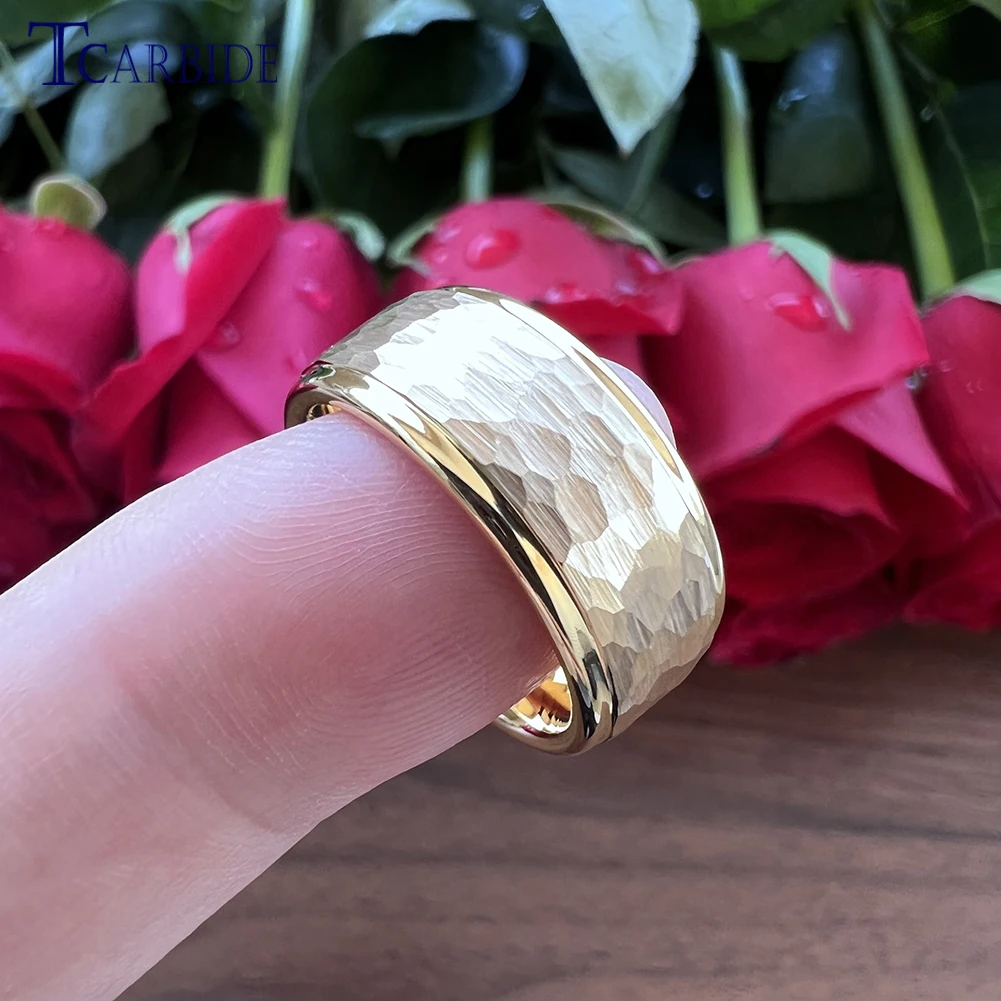 6MM 8MM Fashion Hammer Ring Tungsten Wedding Bands For Men Women Multi-Faceted Brushed Finish Cool Gift Jewelry Comfort Fit
