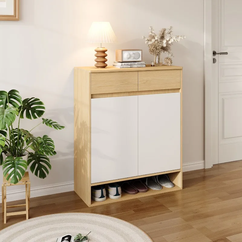 Modern Cream Style Shoe Cabinet Minimalist Entryway Storage Cupboard Home Furniture Organizer Design Elegant Aesthetic Decor
