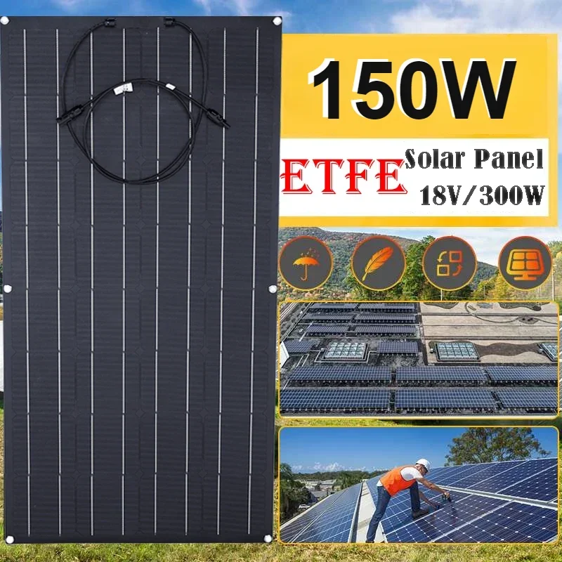 ETFE 150W Flexible Solar Panel Portable Solar Cell Energy Charger DIY Connector for Smartphone Charging Power System Car Camping foldable solar charger