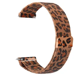 Premium Metal Replacement Strap - Available in 18mm, 20mm, 22mm Sizes - Garmin Venu 3 (Leopard print)