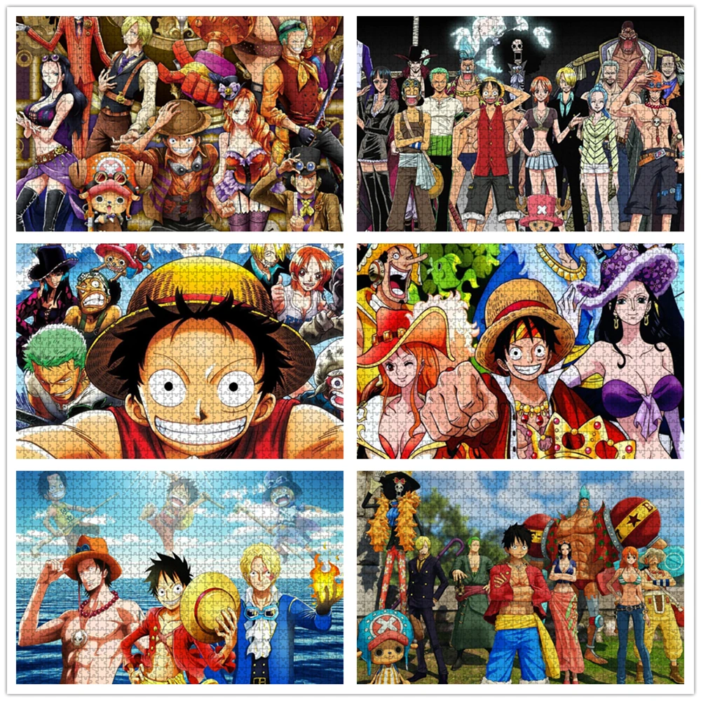 One Piece Jigsaw Puzzle Japanese Anime Character Luffy Puzzles Adult  Decompression Toy Child Intellectual Game Handmade Gift