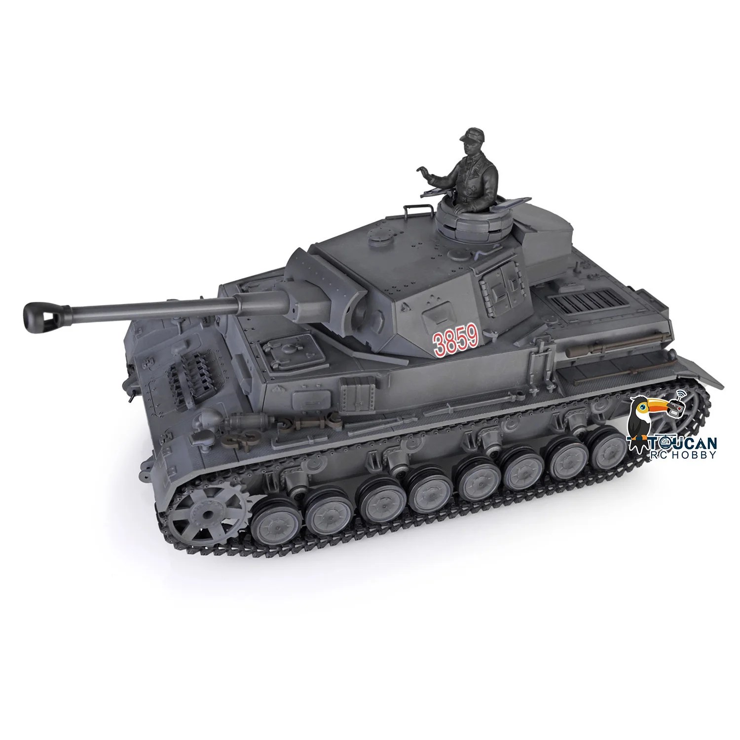 RTR RC 탱크 헹롱 3859 1/16 그레이 7.0 플라스틱 독일군 팬저 IV F2 모델 도색된 로드 휠 포함 군인 배터리 2.4G TH17411