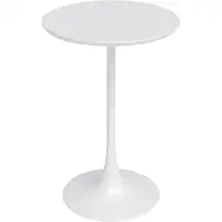 Mid-Century Inspired Café Counter Height Table Sturdy Steel Base Smooth Round Top Minimalist Design 1