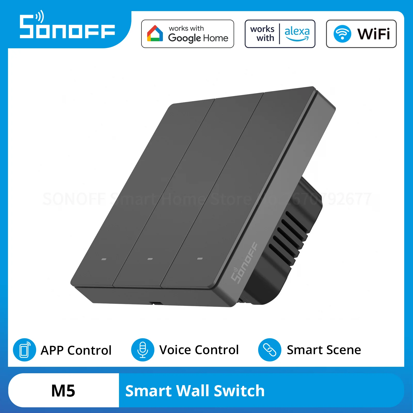 Interruptor de Parede Inteligente Wifi tipo 80 86 Casa Controle Remoto Gang Controle de Voz Alexa Google Ewelink Sonoff-m5