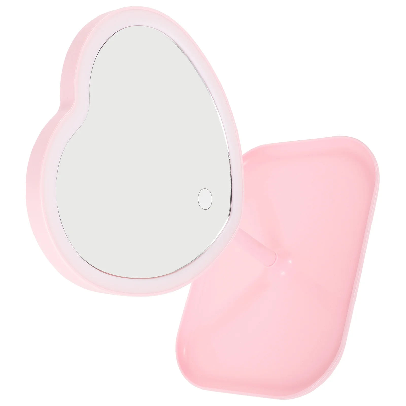 Desktop Love Mirror Beauty Makeup USB Rechargeable LED Light (love Pink) Home Portable Plastic for