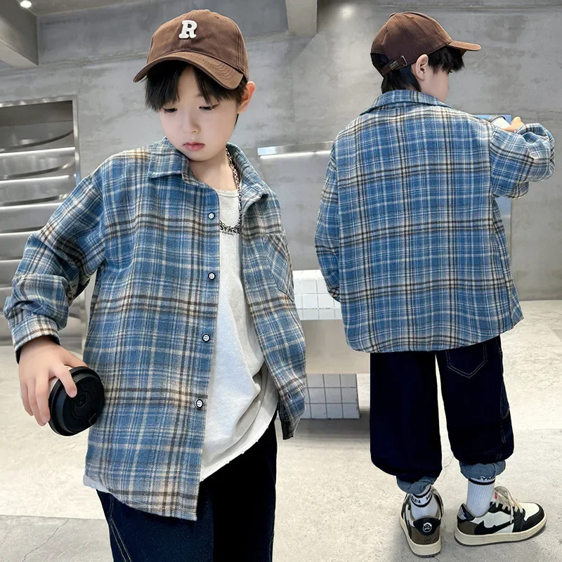 Stylish Long Sleeve Shirt for Boys Autumn Spring Trendy Children's Clothing Large Size Kids AE Origin China