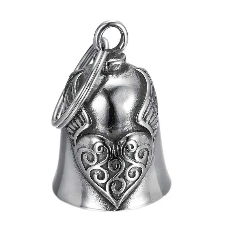 Heart Wing Motorcycle Bell Pendant Heart Lucky Bell style riding Bell Good Luck Bell Retro Motorcycle Safety Bell decoration