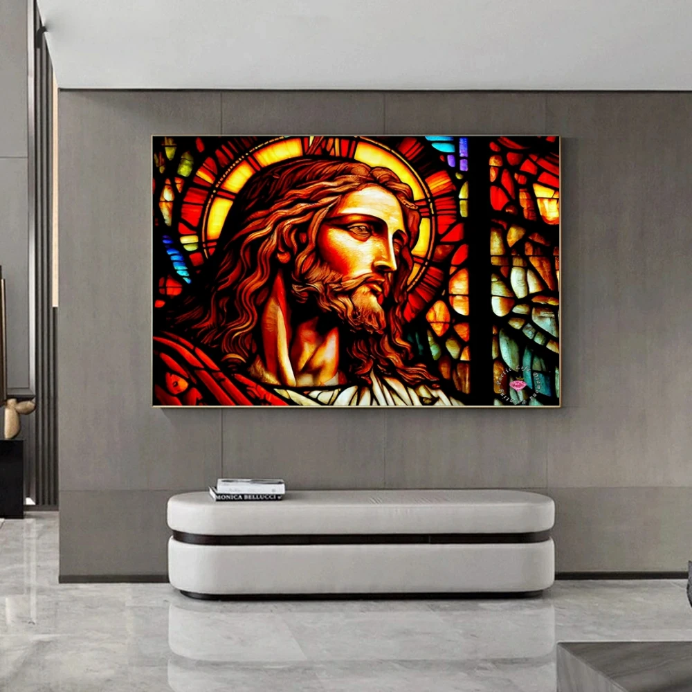

Jesus Christ Stained Glass 5D DIY Drill Mosaic Embroidery Religion Picture Diamond Painting Cross Stitch Kits Craft Home Decor