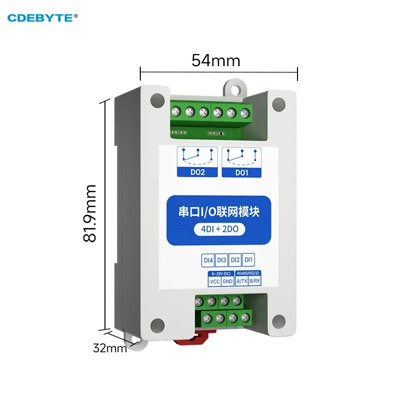 Serial Ethernet Module ModBus RTU RS485 Interface for Rail Installation