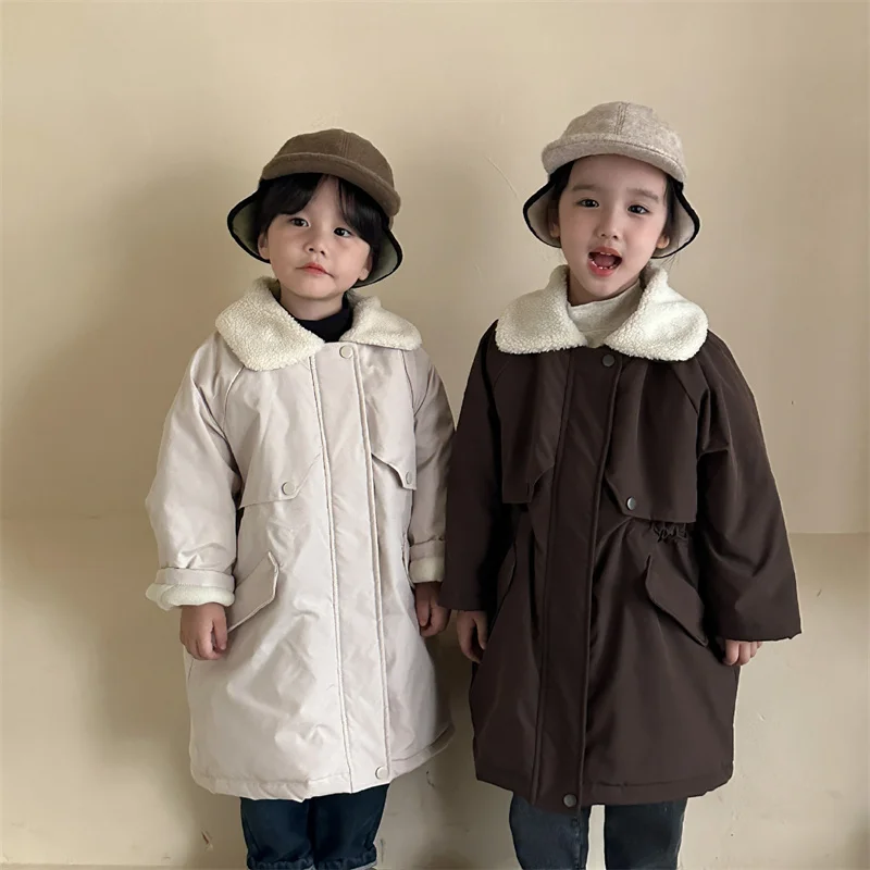 

Girls Coat Jacket Winter Cotton Windbreak 2023 Beautiful Warm Thicken Teenagers Overcoat Plus Size Children's Clothing