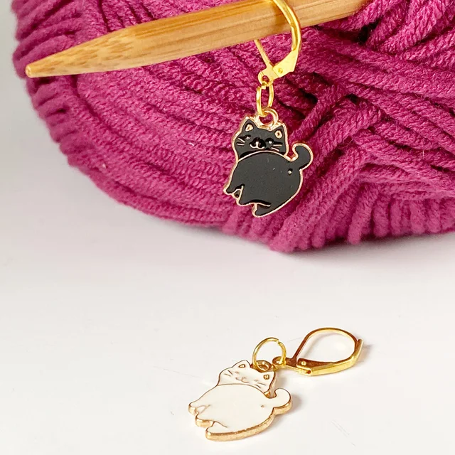 Rajzfilm Fekete Macska Eltávolítható Öltésjelzők Horgolt Jelző A Kötéshez