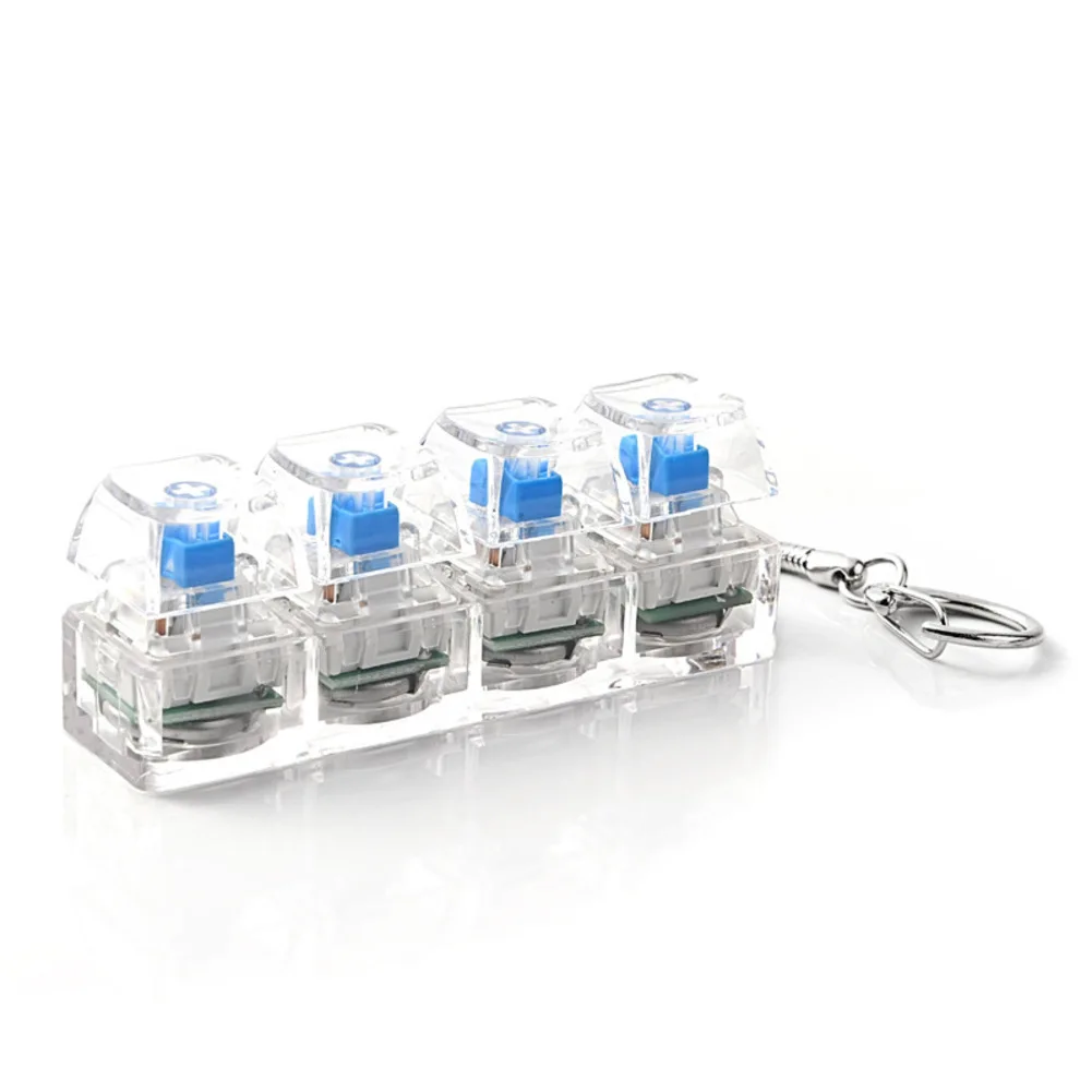 1pc 4키 기계식 키보드 테스터 LED 키보드 키 장난감 스트레스 해소 DIY 피젯 버튼 키캡 피젯 키체인 장난감