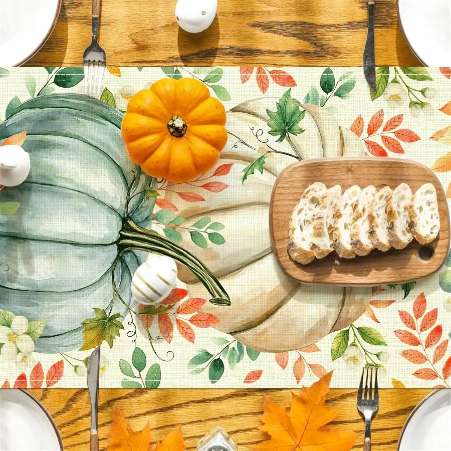 Pumpkin Eucalyptus Fall Table Runner 3