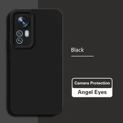 Angel Eyes Dual Layer Silicone Phone Case - Soft Liquid Silicone Straight Edge Back Cover for Xiaomi 12T Pro (Classic Black)