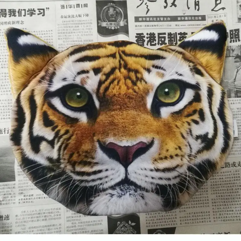 CHIZIYO 3D 프린트 동물 얼굴 자동차 머리 받침 베개, 목 자동차 안전 머리 받침 용품, 충전 없음, 멋진 사랑스러운 신제품
