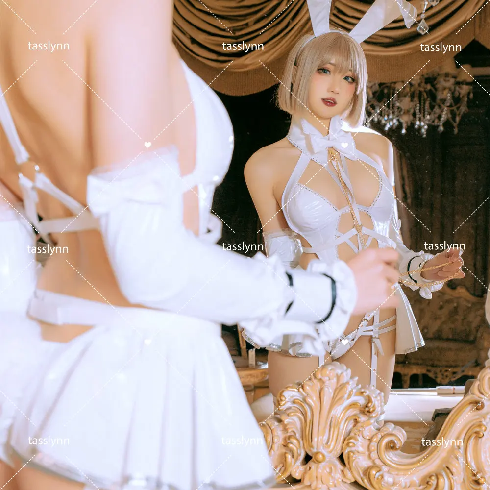 

New Dark Reign Maid Cosplay Costume Leather Leotard Elastic Bunny Girl Faux Leather Anime Dress for Geek Girls