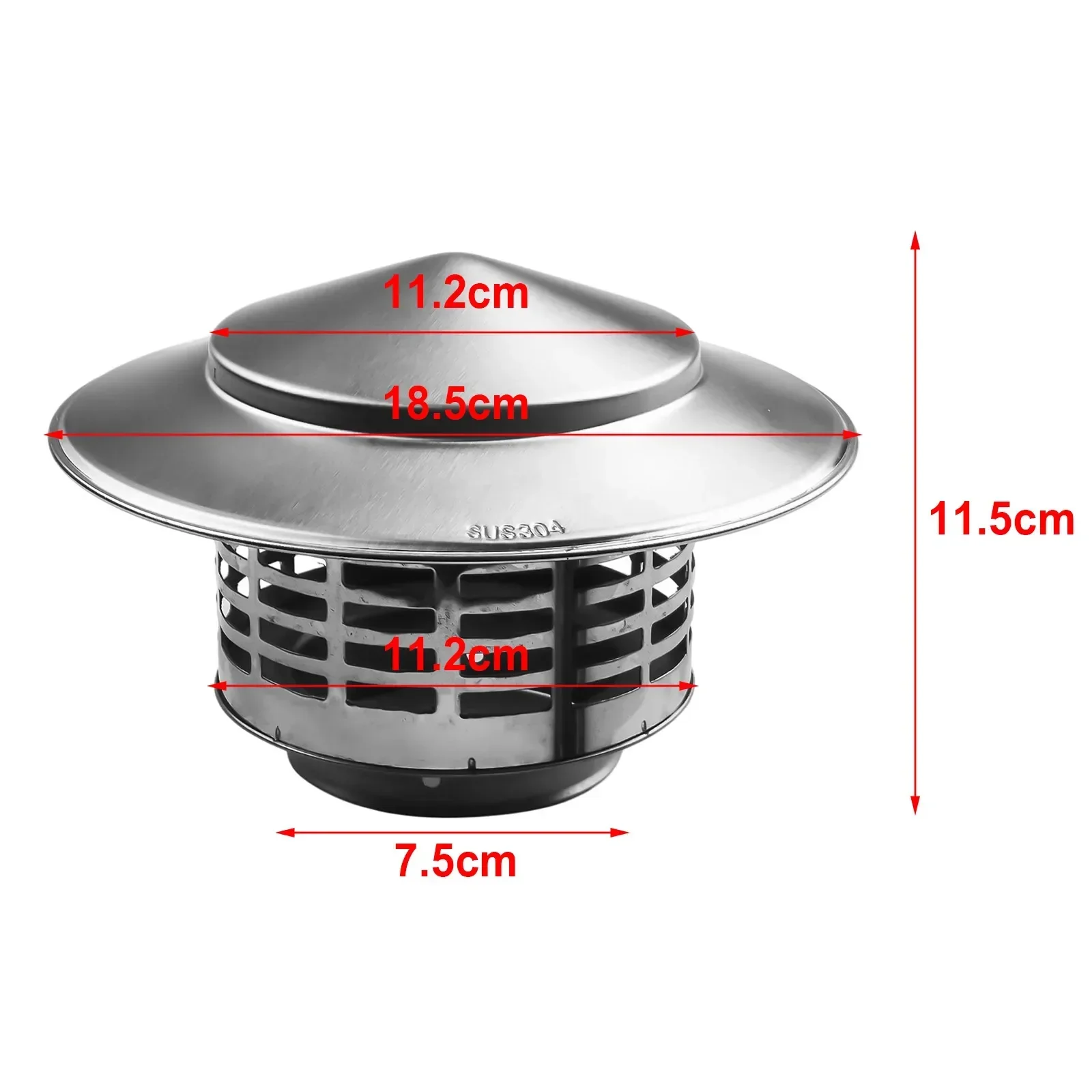 75/200mm Stainless Steel Chimney Cap Exterior Wall Air Outlet Roof Pipe Exhaust Hood For Ventilation Ducts Chimneys Exhaust Hood chimney cap