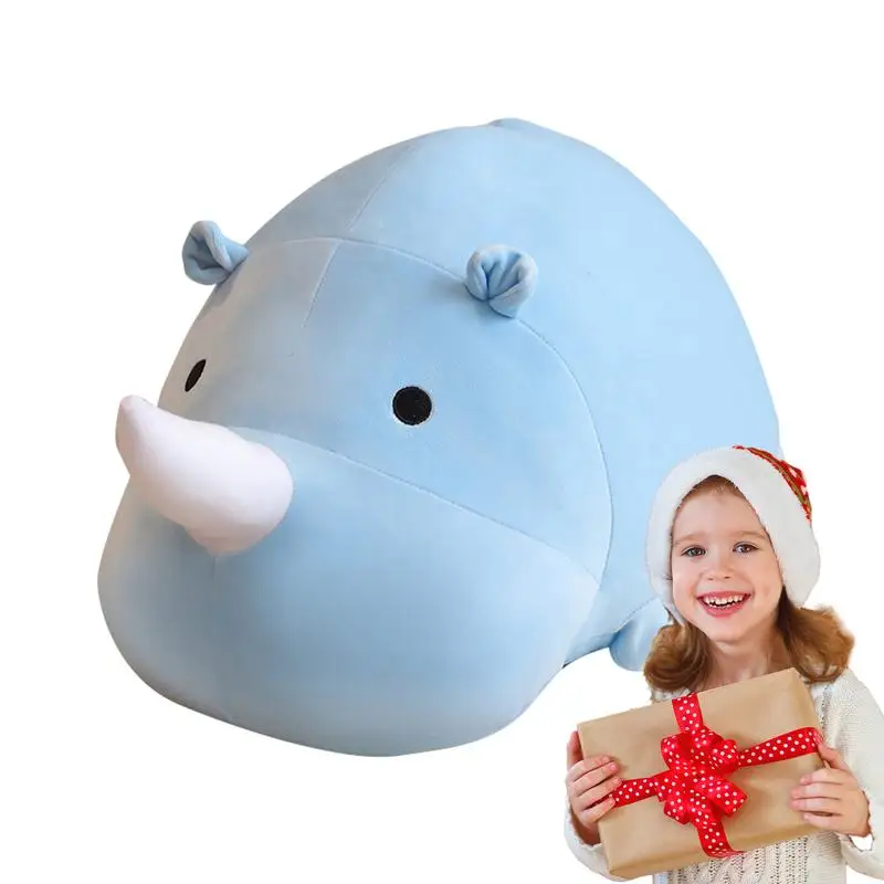 

Набивные животные Rhino, мягкая игрушка, мультяшная набивная кукла, плюшевая декоративная подушка 40 см, праздничный подарок для диванов, гостиной, спальни