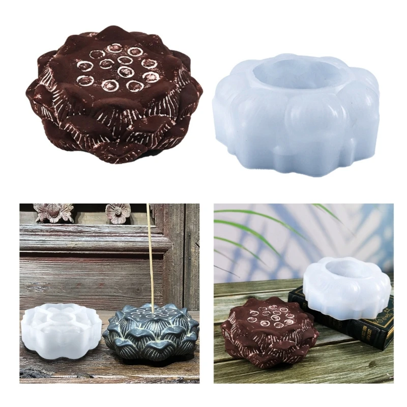 

DIY Lotuses Seed Shape Incense Sticks Holder Silicone Mold Desktop Ornament Teapot Tray Base Candlestick Resin Casting Mould