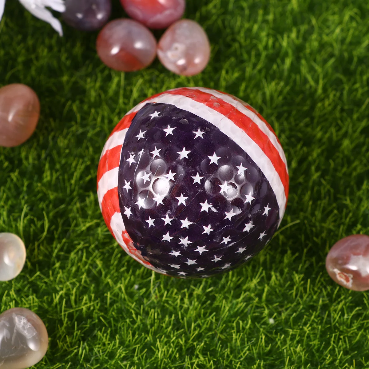 

2Pcs Practice US Flag Pattern Double Layers Practice Baseballs Indoor Training Sports Balls for Home Outdoor Exercise