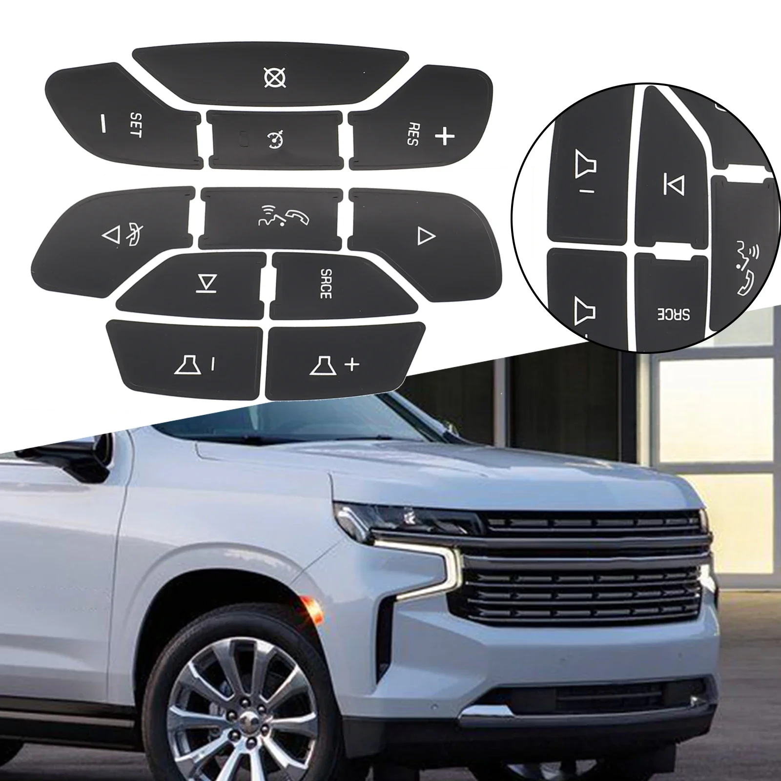 

1pcs Hot Sale Steering Wheel Button Stickers For Tahoe For Yukon 2007-2014 Charging Capabilities Car Interior Car Accessories