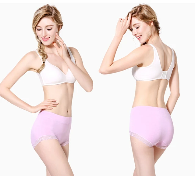 Ruffles Lace Underwear Woman High Waist Middle Aged Mother Spring Summer Modal Briefs Comfortable Panties Нижнее Бельё Женское