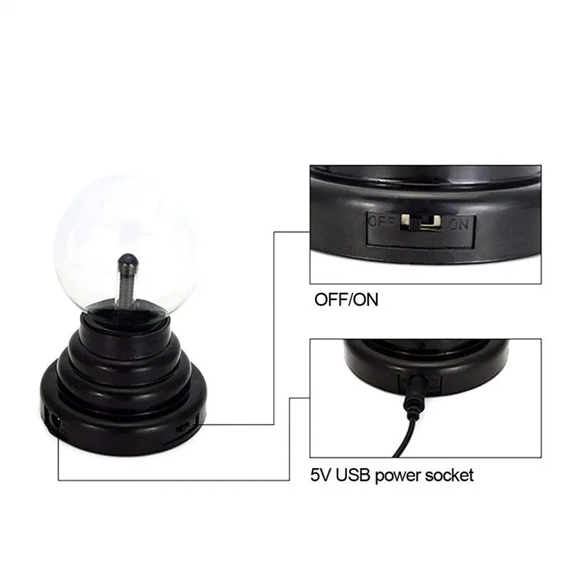 3 Inch Magic Plasma Ball Lamp Touch Sensitive Atmosphere Night Light Novelty Lamp Kids Birthday Christmas Gift 5