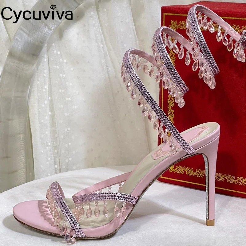 Luxury Crystal Beading Wedding Shoes Women Designer Crystal Strap Thin High  Heel Sandals Summer Sexy Party Bridal Shoes Mujer - Women's Sandals -  AliExpress